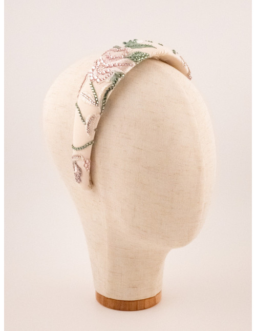 Serre-tête Rosier Pastel - [Serre-têtes Couture] fabriqué à la main en France.