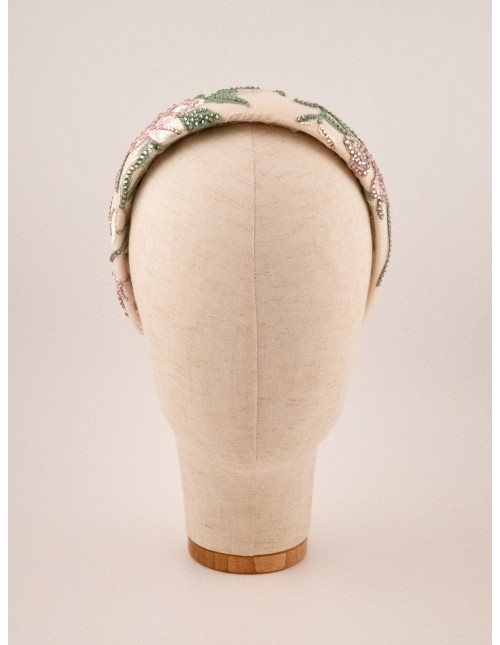 Serre-tête Rosier Pastel - [Serre-têtes Couture] fabriqué à la main en France.