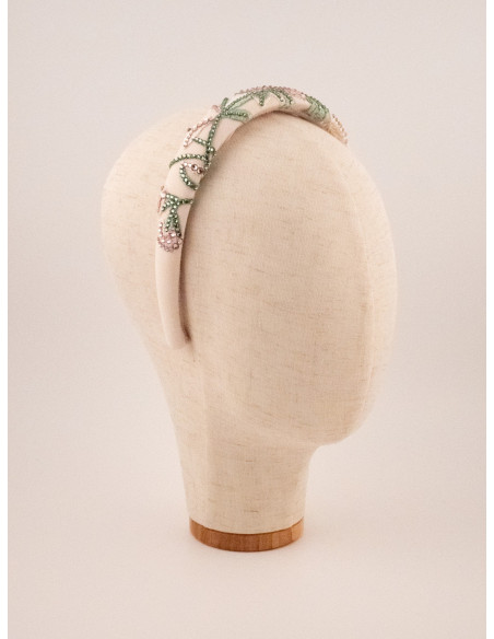 Serre-tête Lierre Pastel - [Serre-têtes Couture] fabriqué à la main en France.