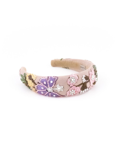 Serre-tête Papillon Parme - [Serre-têtes Couture] fabriqué à la main en France.