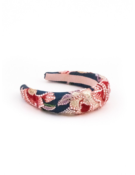 Serre-tête Floraison Nocturne - [Serre-têtes Couture] fabriqué à la main en France.