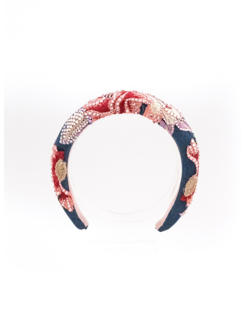 Serre-tête Floraison Nocturne - [Serre-têtes Couture] fabriqué à la main en France.