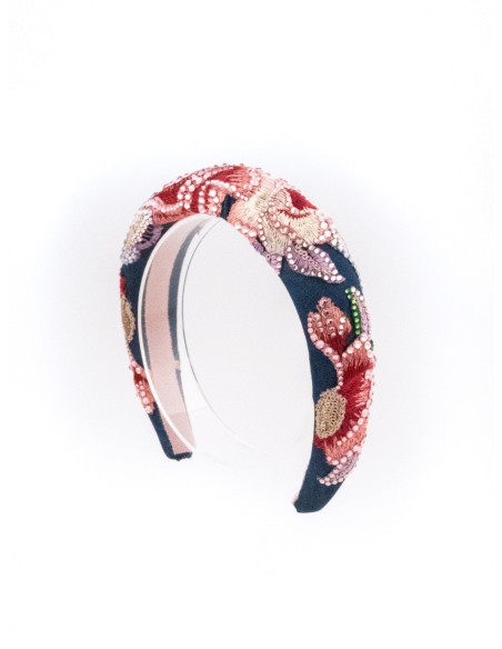Serre-tête Floraison Nocturne - [Serre-têtes Couture] fabriqué à la main en France.