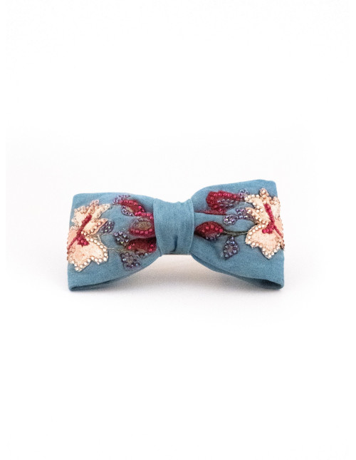 Barrette Papillon Bleu Ciel - [Barrettes Couture] fabriqué à la main en France.