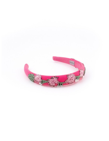 Serre-tête Jardin Fuchsia - [Serre-têtes Couture] fabriqué à la main en France.