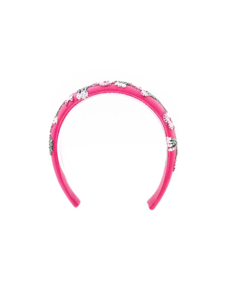 Serre-tête Jardin Fuchsia - [Serre-têtes Couture] fabriqué à la main en France.