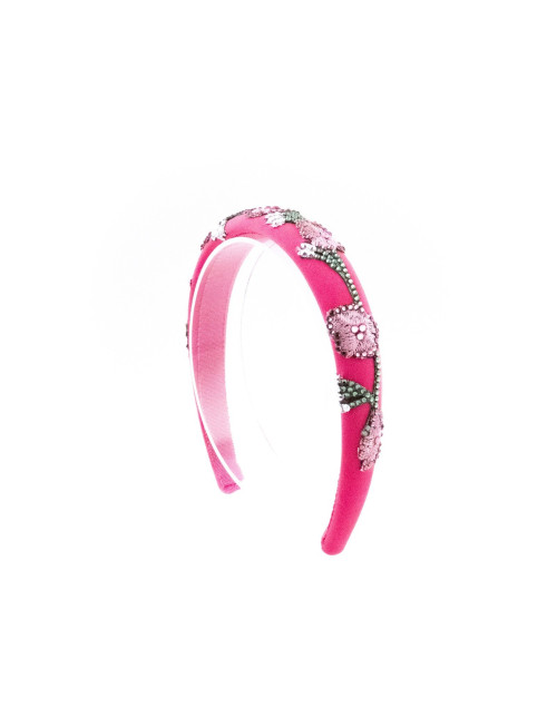 Serre-tête Jardin Fuchsia - [Serre-têtes Couture] fabriqué à la main en France.