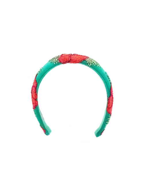 Serre-tête Émeraude & Coquelicot - [Serre-têtes Couture] fabriqué à la main en France.