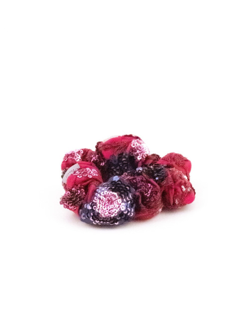 Chouchou Velours Framboise - [Chouchous Couture] fabriqué à la main en France.