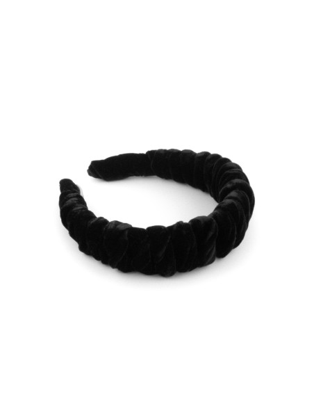 Serre-tête Torsade Velours Noir - [Serre-têtes Couture] fabriqué à la main en France.