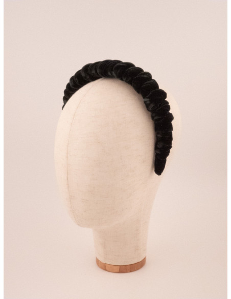 Serre-tête Torsade Velours Noir - [Serre-têtes Couture] fabriqué à la main en France.