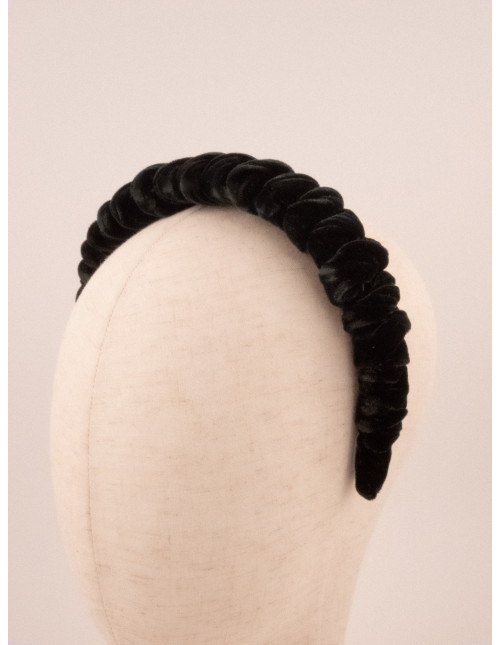 Serre-tête Torsade Velours Noir - [Serre-têtes Couture] fabriqué à la main en France.