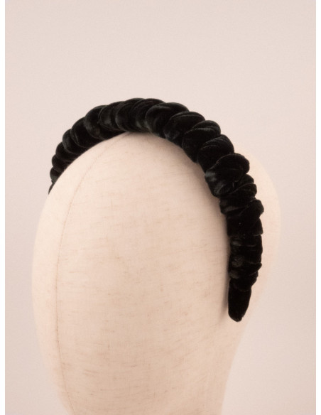 Serre-tête Torsade Velours Noir - [Serre-têtes Couture] fabriqué à la main en France.