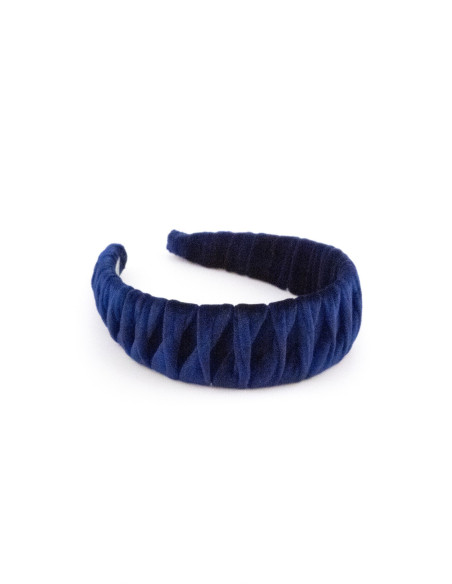 Serre-tête Plissé Bleu Marine - [Serre-têtes Couture] fabriqué à la main en France.