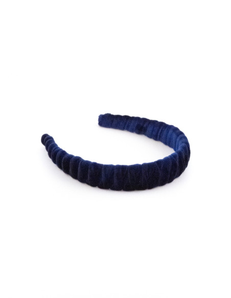 Serre-tête Plissé Bleu Nuit - [Serre-têtes Couture] fabriqué à la main en France.