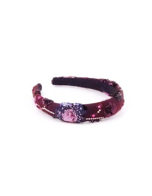 Serre-tête Rubis Brodé - [Serre-têtes Couture] fabriqué à la main en France.