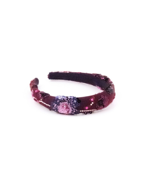 Serre-tête Rubis Brodé - [Serre-têtes Couture] fabriqué à la main en France.
