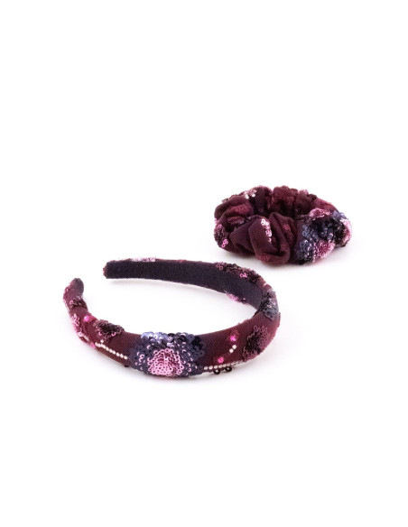 Serre-tête Rubis Brodé - [Serre-têtes Couture] fabriqué à la main en France.