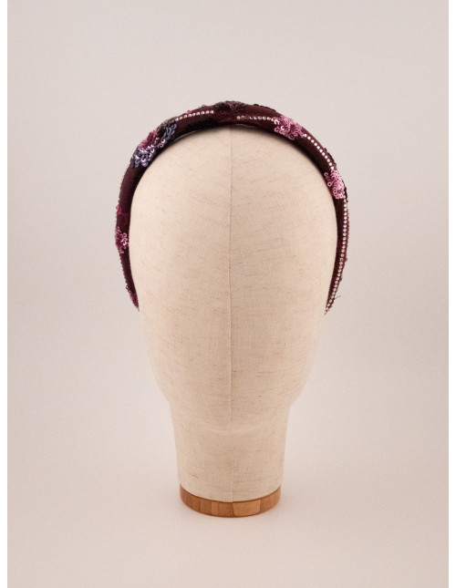 Serre-tête Rubis Brodé - [Serre-têtes Couture] fabriqué à la main en France.