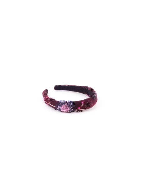 Serre-tête Rubis Brodé - [Serre-têtes Couture] fabriqué à la main en France.