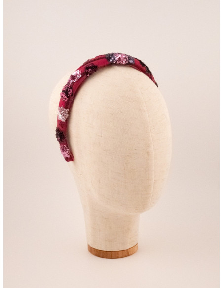 Serre-tête Rubis Brodé - [Serre-têtes Couture] fabriqué à la main en France.