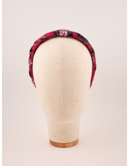 Serre-tête Rubis Brodé - [Serre-têtes Couture] fabriqué à la main en France.