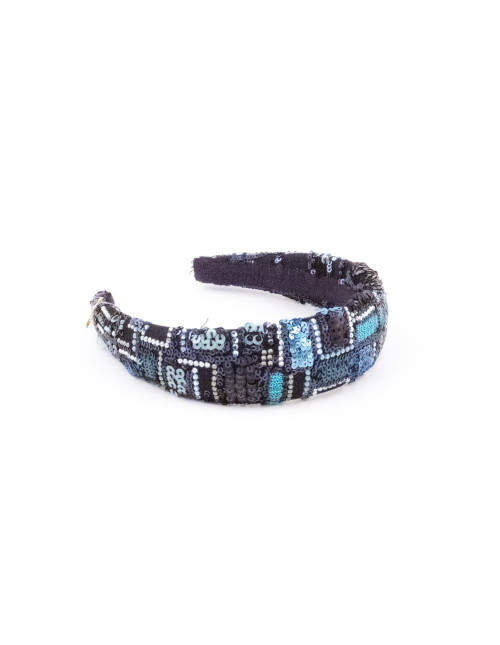 Serre-tête Mosaïque Bleu Nuit - [Serre-têtes Couture] fabriqué à la main en France.