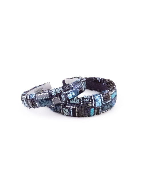 Serre-tête Mosaïque Bleu Nuit - [Serre-têtes Couture] fabriqué à la main en France.