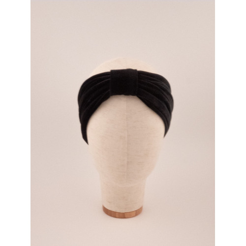 Bandeau Turban Droit Velours Noir