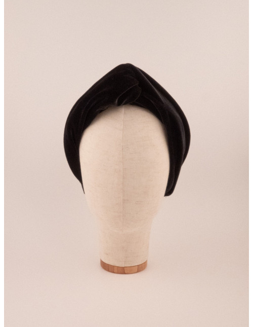 Bandeau Turban Velours Noir - [Bandeaux Couture] fabriqué à la main en France.