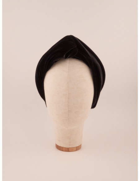 Bandeau Turban Velours Noir - [Bandeaux Couture] fabriqué à la main en France.