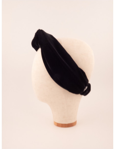 Bandeau Turban Velours Noir - [Bandeaux Couture] fabriqué à la main en France.