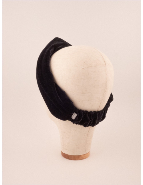 Bandeau Turban Velours Noir - [Bandeaux Couture] fabriqué à la main en France.